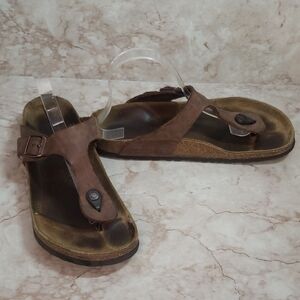 Birkenstock Brown Unisex Toe Hook Leather Sandals Size 41